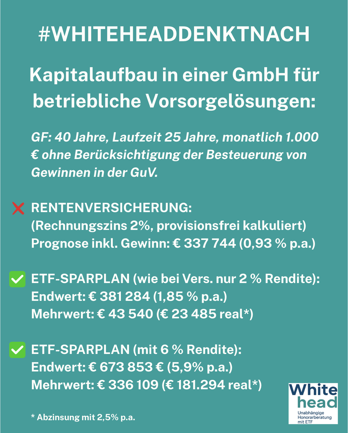 Betriebliche Vorsorge Versicherung vs ETF
